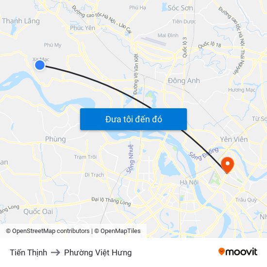 Tiến Thịnh to Phường Việt Hưng map