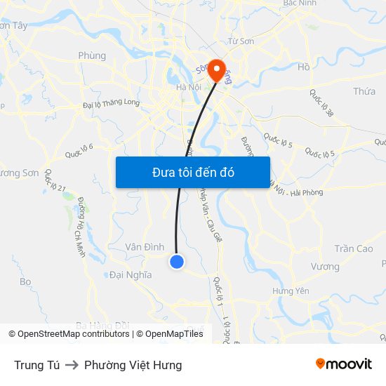 Trung Tú to Phường Việt Hưng map