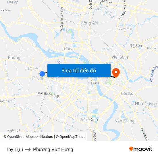 Tây Tựu to Phường Việt Hưng map