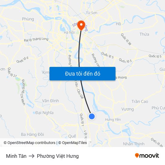 Minh Tân to Phường Việt Hưng map
