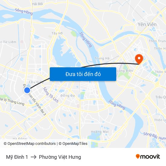 Mỹ Đình 1 to Phường Việt Hưng map