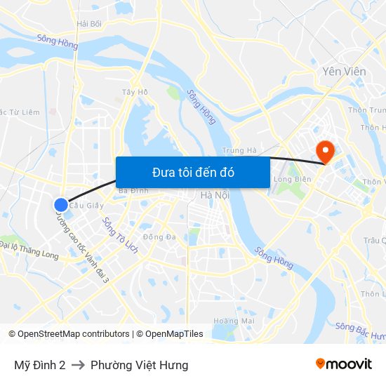 Mỹ Đình 2 to Phường Việt Hưng map