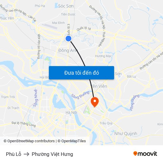 Phù Lỗ to Phường Việt Hưng map