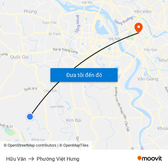 Hữu Văn to Phường Việt Hưng map