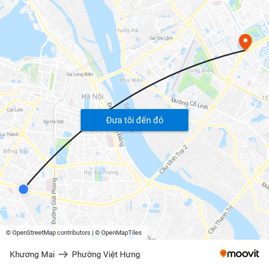 Khương Mai to Phường Việt Hưng map