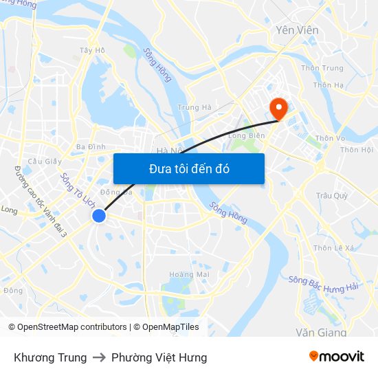 Khương Trung to Phường Việt Hưng map