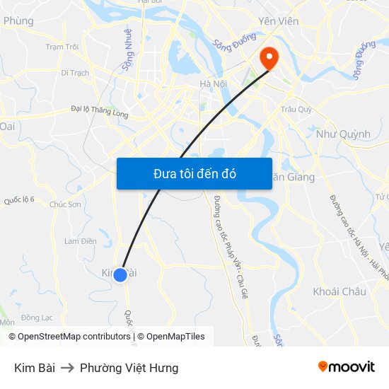 Kim Bài to Phường Việt Hưng map