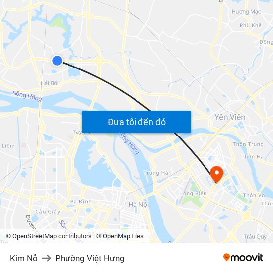 Kim Nỗ to Phường Việt Hưng map