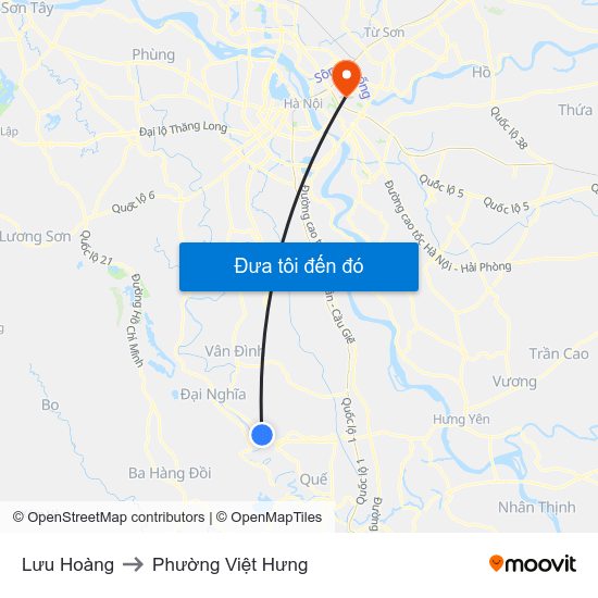 Lưu Hoàng to Phường Việt Hưng map