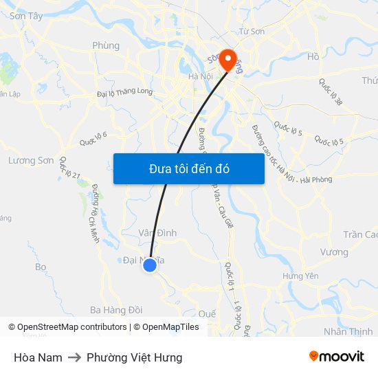 Hòa Nam to Phường Việt Hưng map