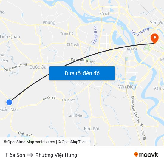 Hòa Sơn to Phường Việt Hưng map