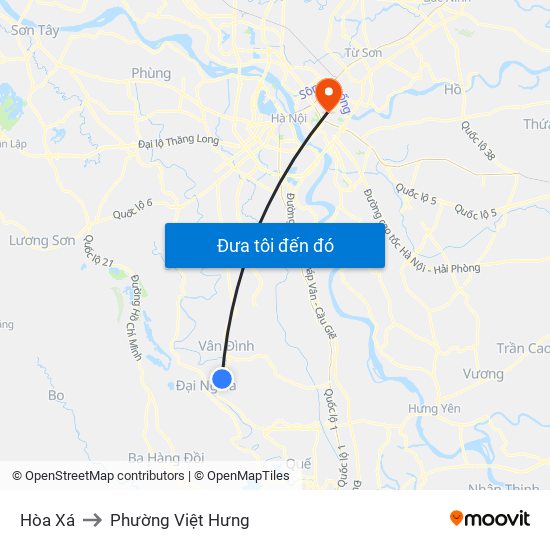 Hòa Xá to Phường Việt Hưng map