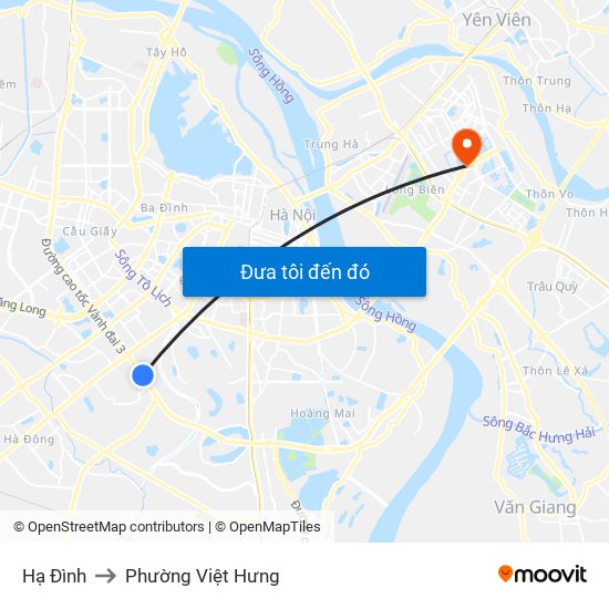 Hạ Đình to Phường Việt Hưng map