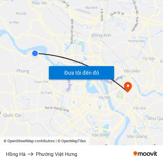 Hồng Hà to Phường Việt Hưng map