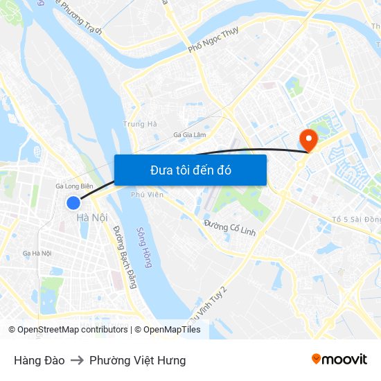 Hàng Đào to Phường Việt Hưng map