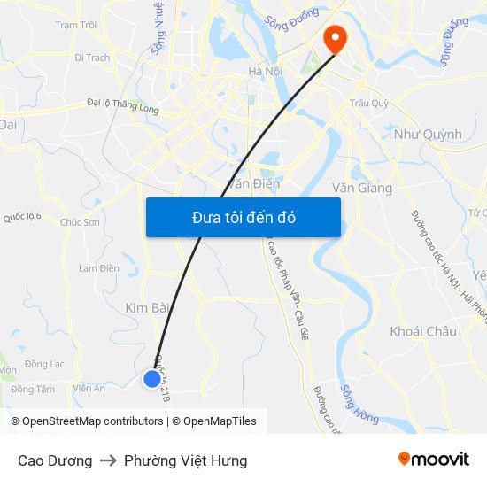 Cao Dương to Phường Việt Hưng map