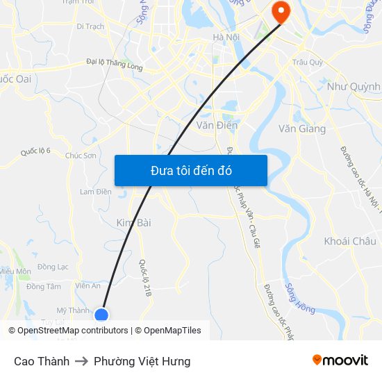 Cao Thành to Phường Việt Hưng map