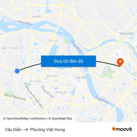 Cầu Diễn to Phường Việt Hưng map