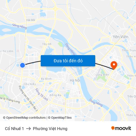 Cổ Nhuế 1 to Phường Việt Hưng map