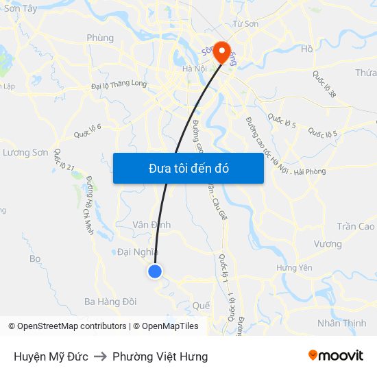 Huyện Mỹ Đức to Phường Việt Hưng map