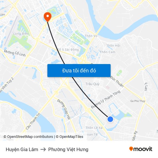 Huyện Gia Lâm to Phường Việt Hưng map