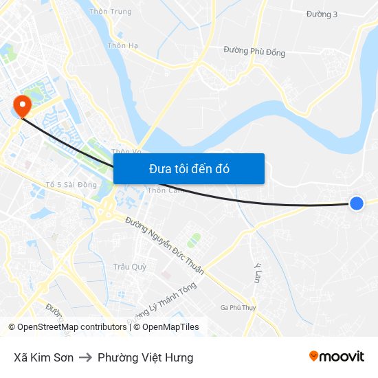 Xã Kim Sơn to Phường Việt Hưng map