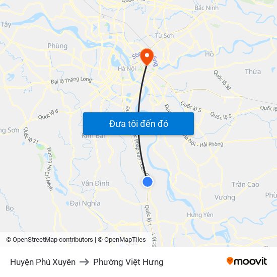 Huyện Phú Xuyên to Phường Việt Hưng map