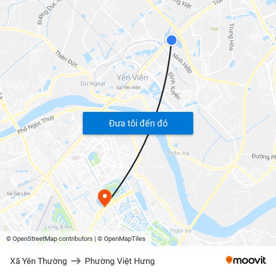 Xã Yên Thường to Phường Việt Hưng map