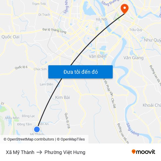 Xã Mỹ Thành to Phường Việt Hưng map