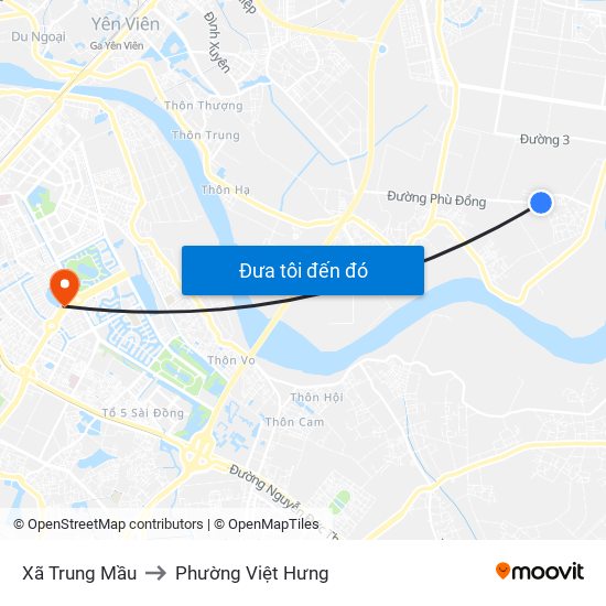 Xã Trung Mầu to Phường Việt Hưng map