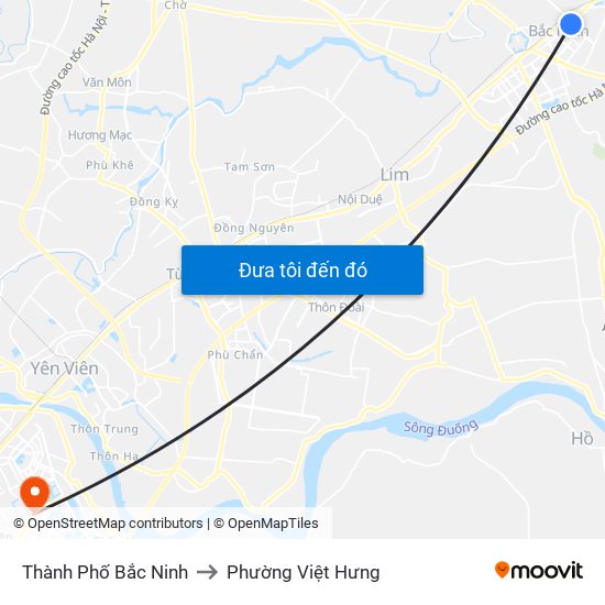 Thành Phố Bắc Ninh to Phường Việt Hưng map