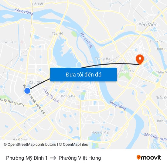 Phường Mỹ Đình 1 to Phường Việt Hưng map