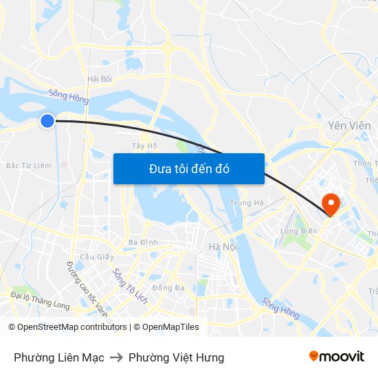 Phường Liên Mạc to Phường Việt Hưng map