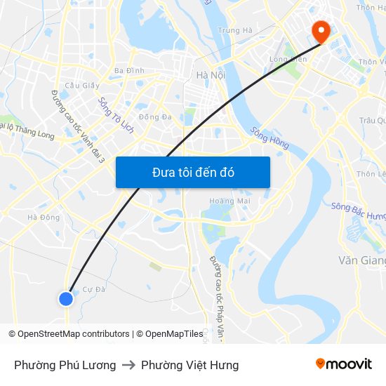 Phường Phú Lương to Phường Việt Hưng map