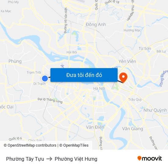 Phường Tây Tựu to Phường Việt Hưng map