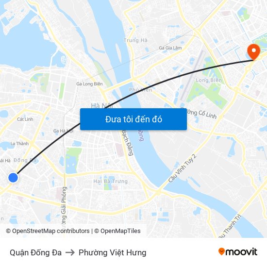 Quận Đống Đa to Phường Việt Hưng map