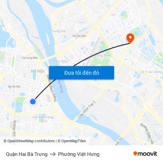Quận Hai Bà Trưng to Phường Việt Hưng map