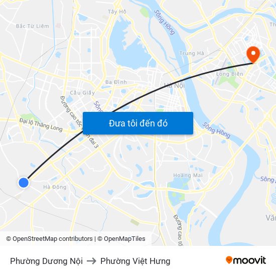 Phường Dương Nội to Phường Việt Hưng map
