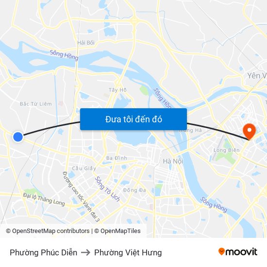 Phường Phúc Diễn to Phường Việt Hưng map