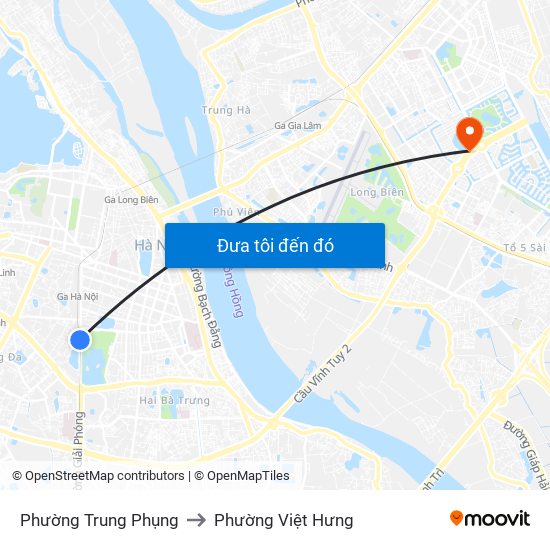 Phường Trung Phụng to Phường Việt Hưng map