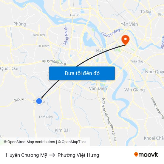 Huyện Chương Mỹ to Phường Việt Hưng map