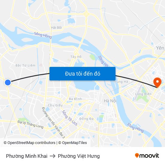 Phường Minh Khai to Phường Việt Hưng map