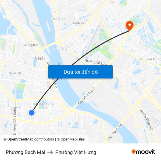 Phường Bạch Mai to Phường Việt Hưng map