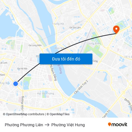 Phường Phương Liên to Phường Việt Hưng map
