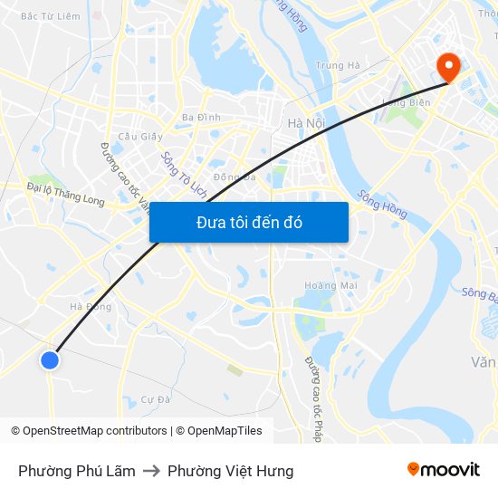 Phường Phú Lãm to Phường Việt Hưng map