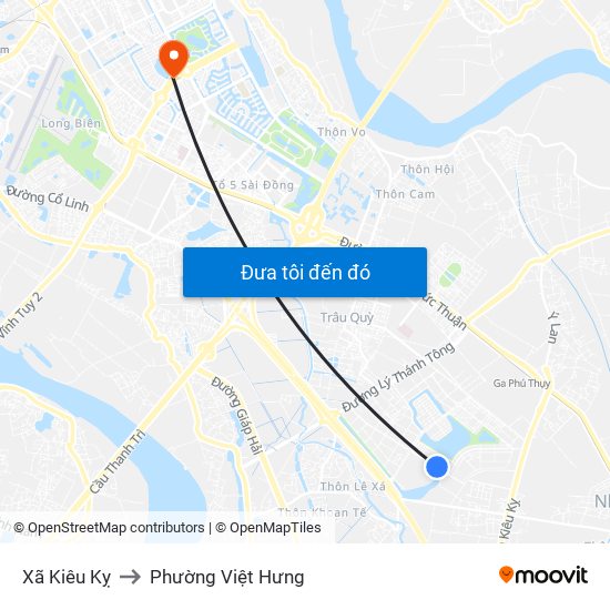 Xã Kiêu Kỵ to Phường Việt Hưng map