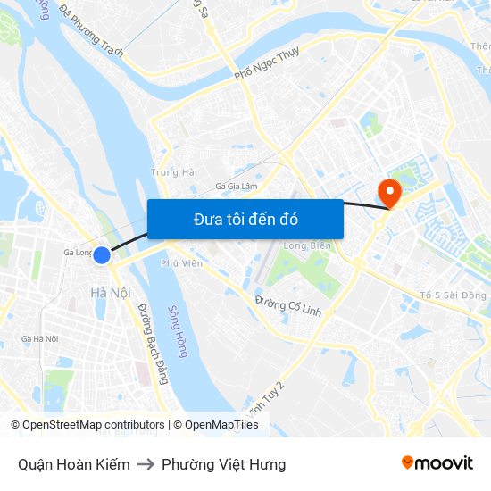 Quận Hoàn Kiếm to Phường Việt Hưng map