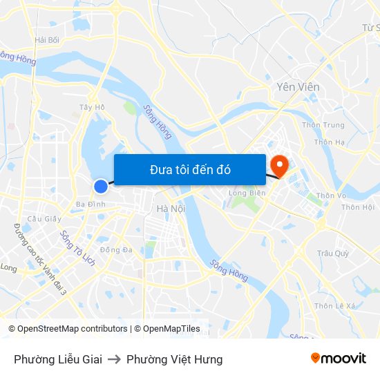 Phường Liễu Giai to Phường Việt Hưng map