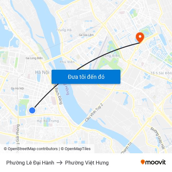 Phường Lê Đại Hành to Phường Việt Hưng map