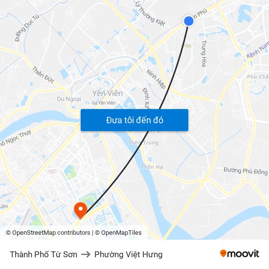Thành Phố Từ Sơn to Phường Việt Hưng map